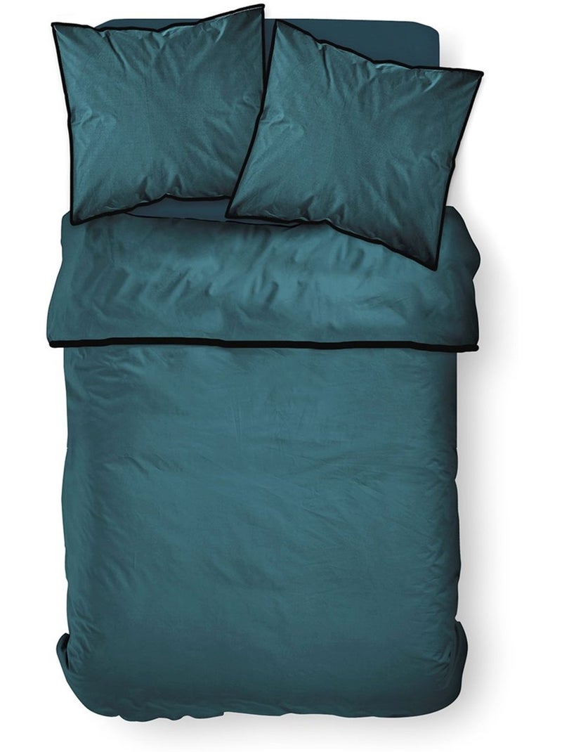Parure de lit 2 personnes uni coton HOTEL TROPIK PLAZA Bleu - Kiabi