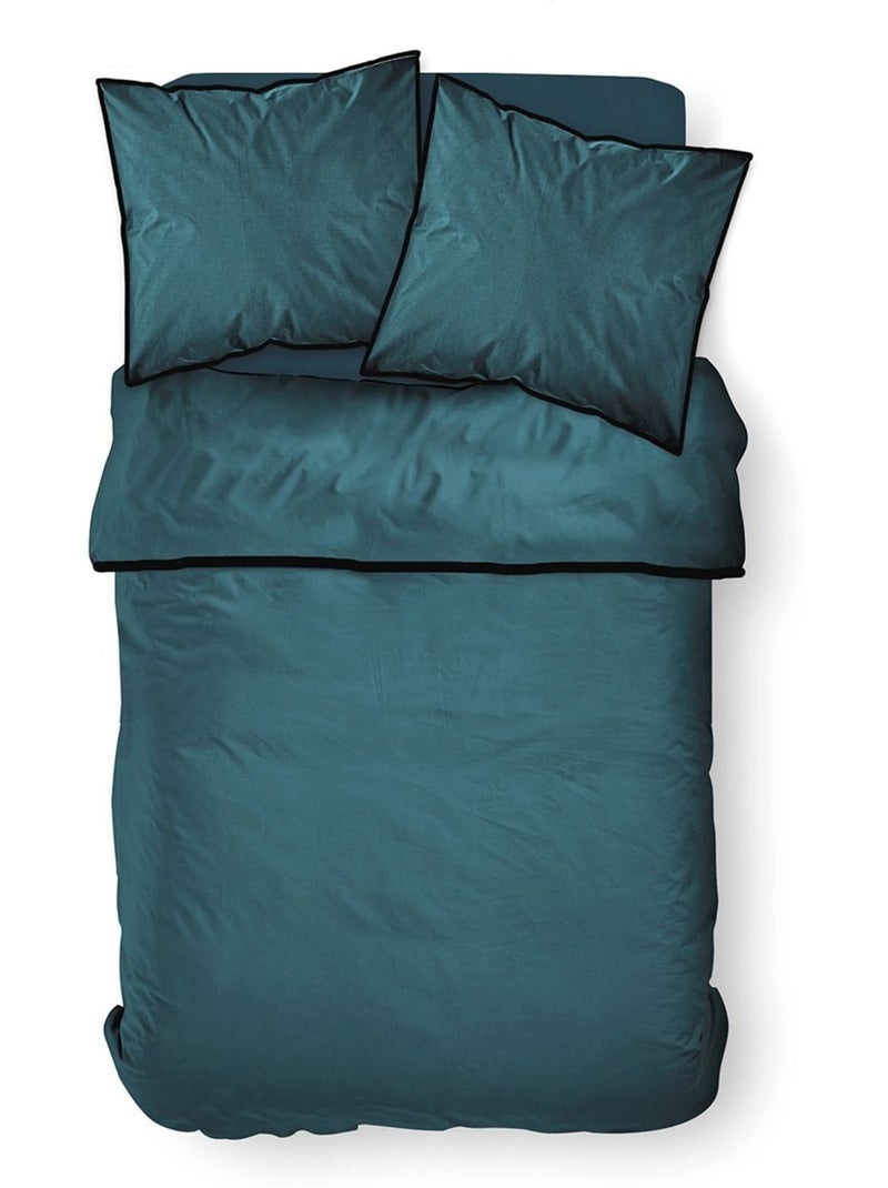 Parure de lit 2 personnes uni coton HOTEL TROPIK PLAZA Bleu - Kiabi