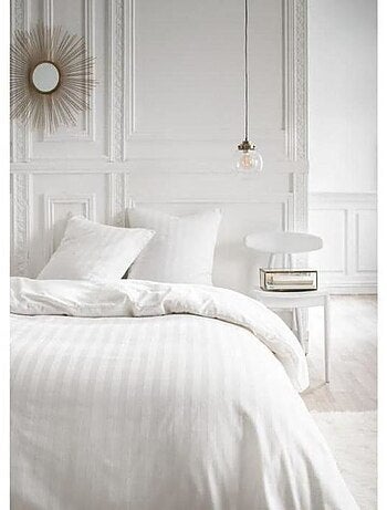 Parure de lit 2 personnes uni coton PRESTIGE