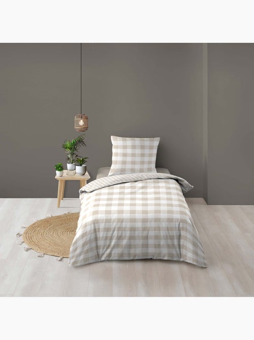 Parure de lit 2 pièces 100 % coton imprimé à carreaux housse + taie - Kiabi Parure de lit 2 pièces 100 % coton imprimé à carreaux housse + taie - Kiabi