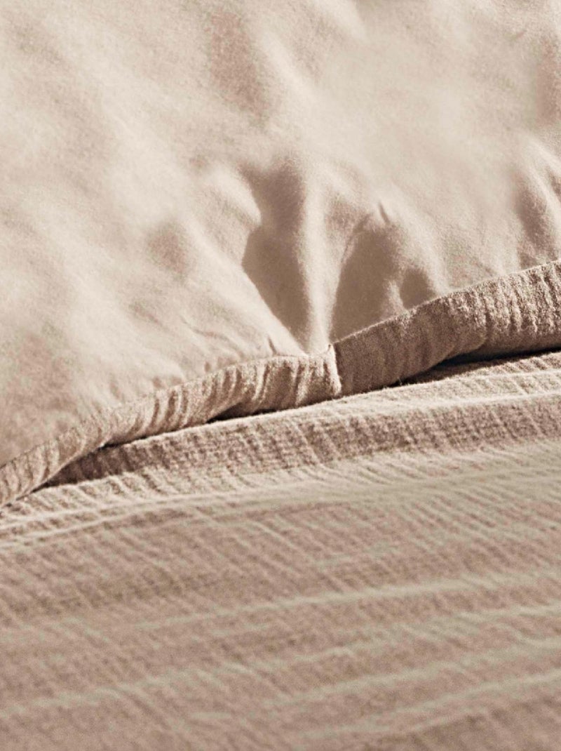 Parure de Lit 2 Pièces Angélia en Gaze de Coton Beige sable - Kiabi