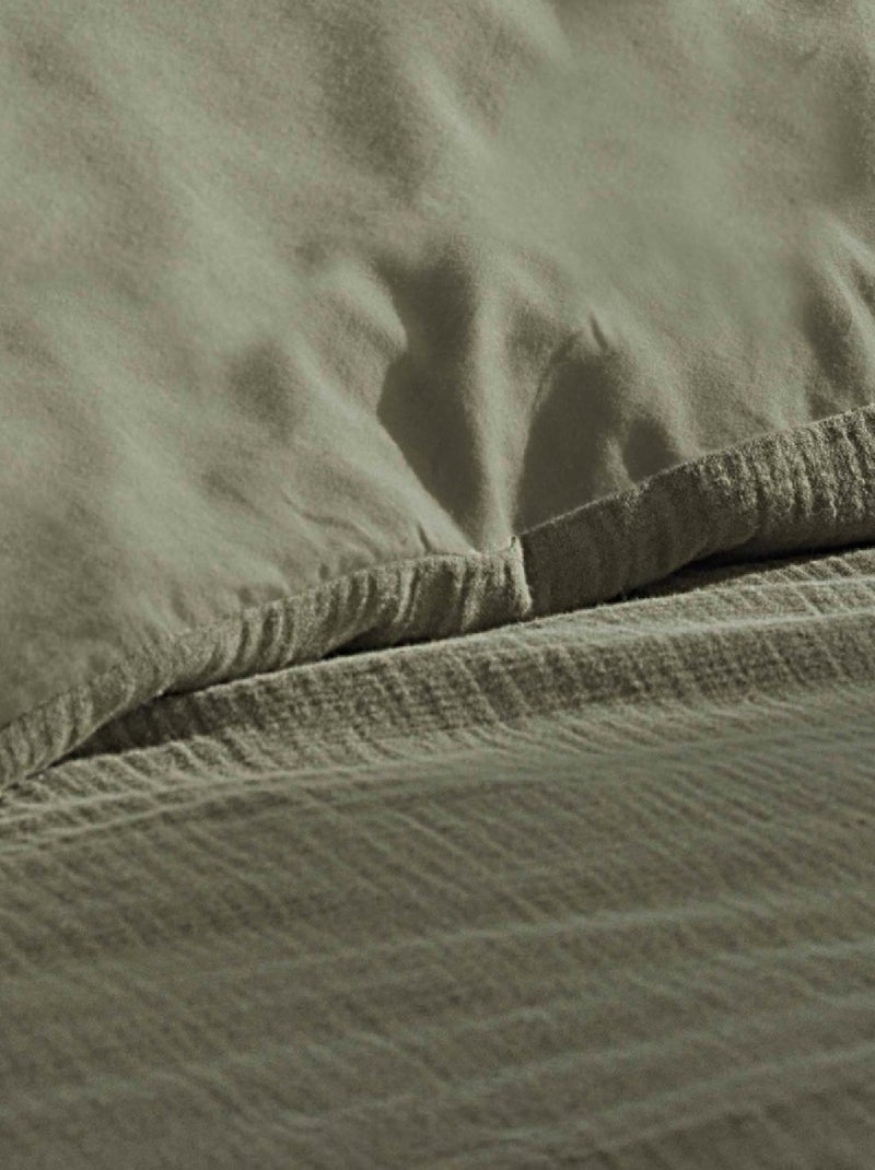 Parure de Lit 2 Pièces Angélia en Gaze de Coton Kaki - Kiabi