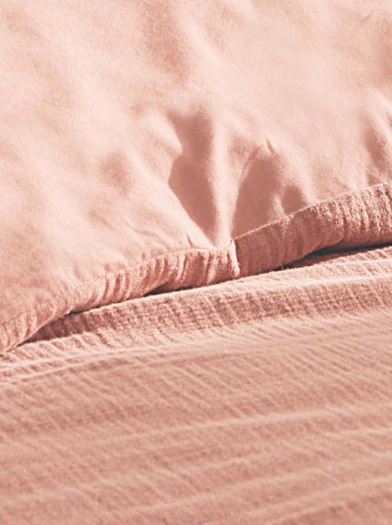 Parure de Lit 2 Pièces Angélia en Gaze de Coton Rose - Kiabi