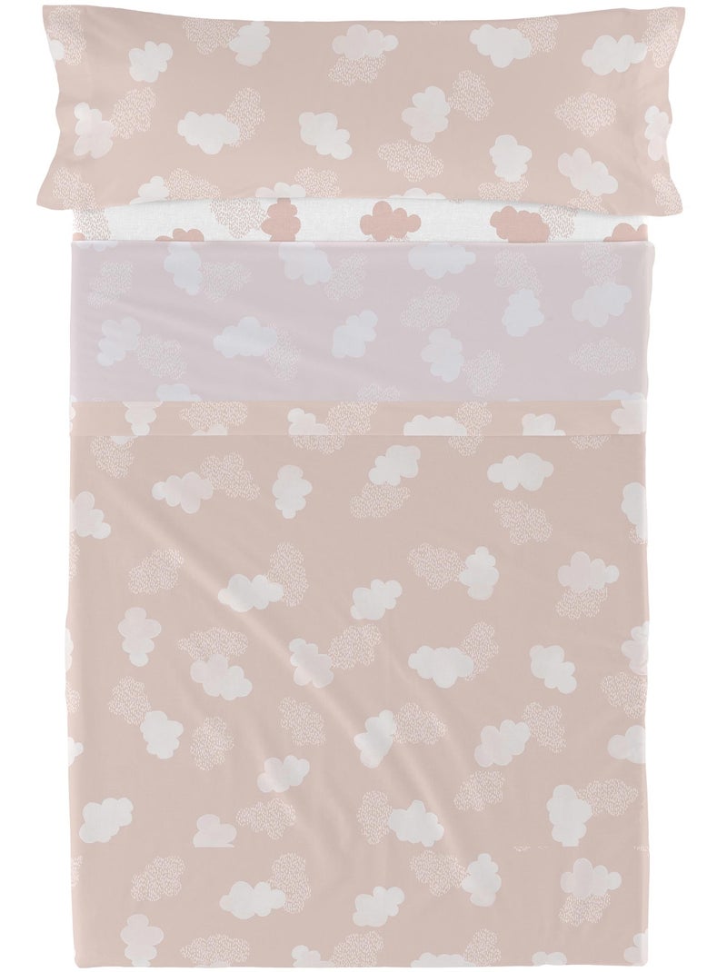 Parure de lit 2 pièces Clouds "Happyfriday" Rose - Kiabi