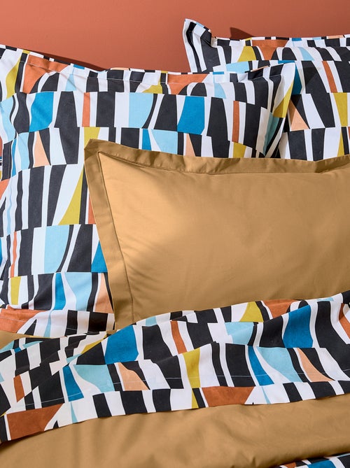Parure de lit 2 pièces coton géométrique housse + taie - Kiabi
