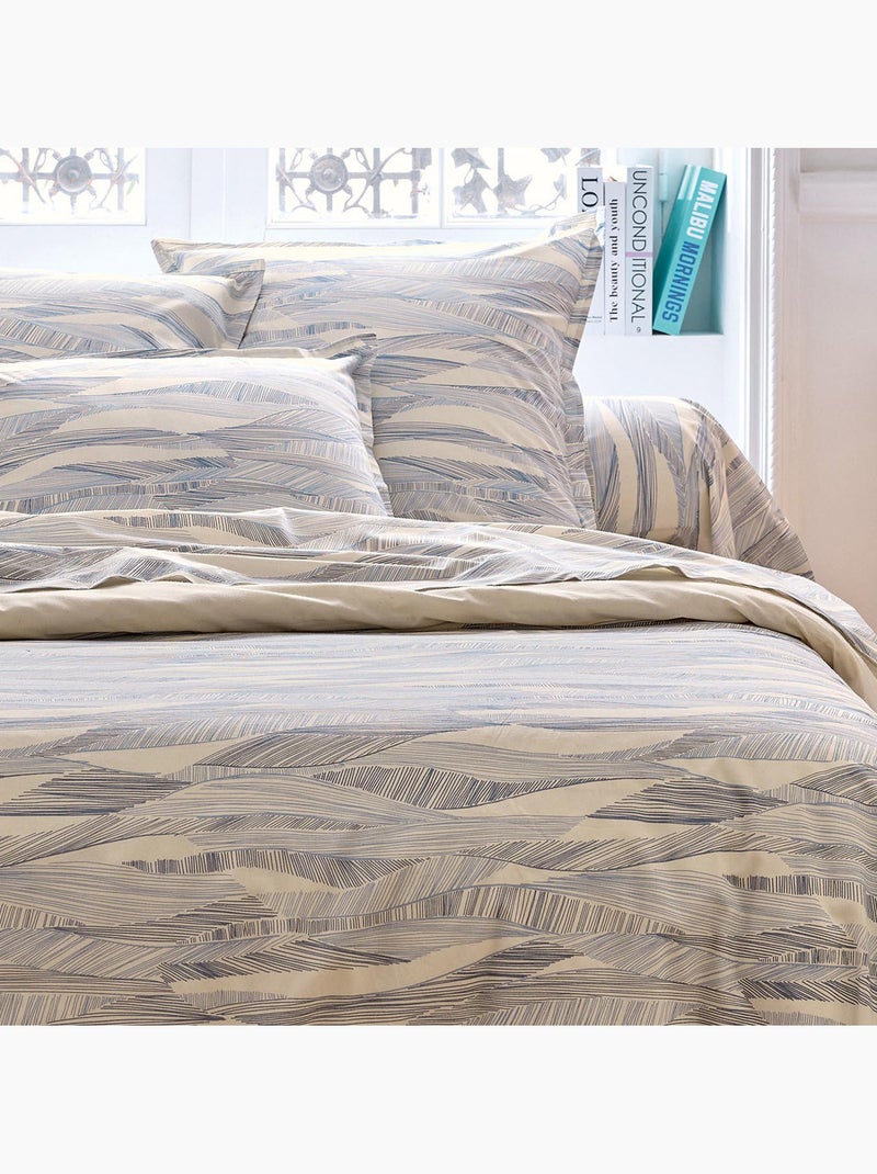 Parure de lit 2 pièces coton motif ondulé housse + taie Bleu - Kiabi