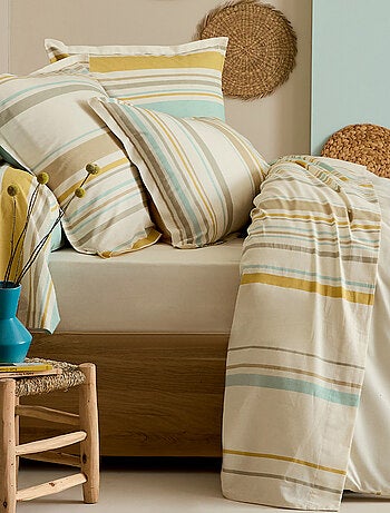 Parure de lit 2 pièces coton rayures bayadère housse + taie