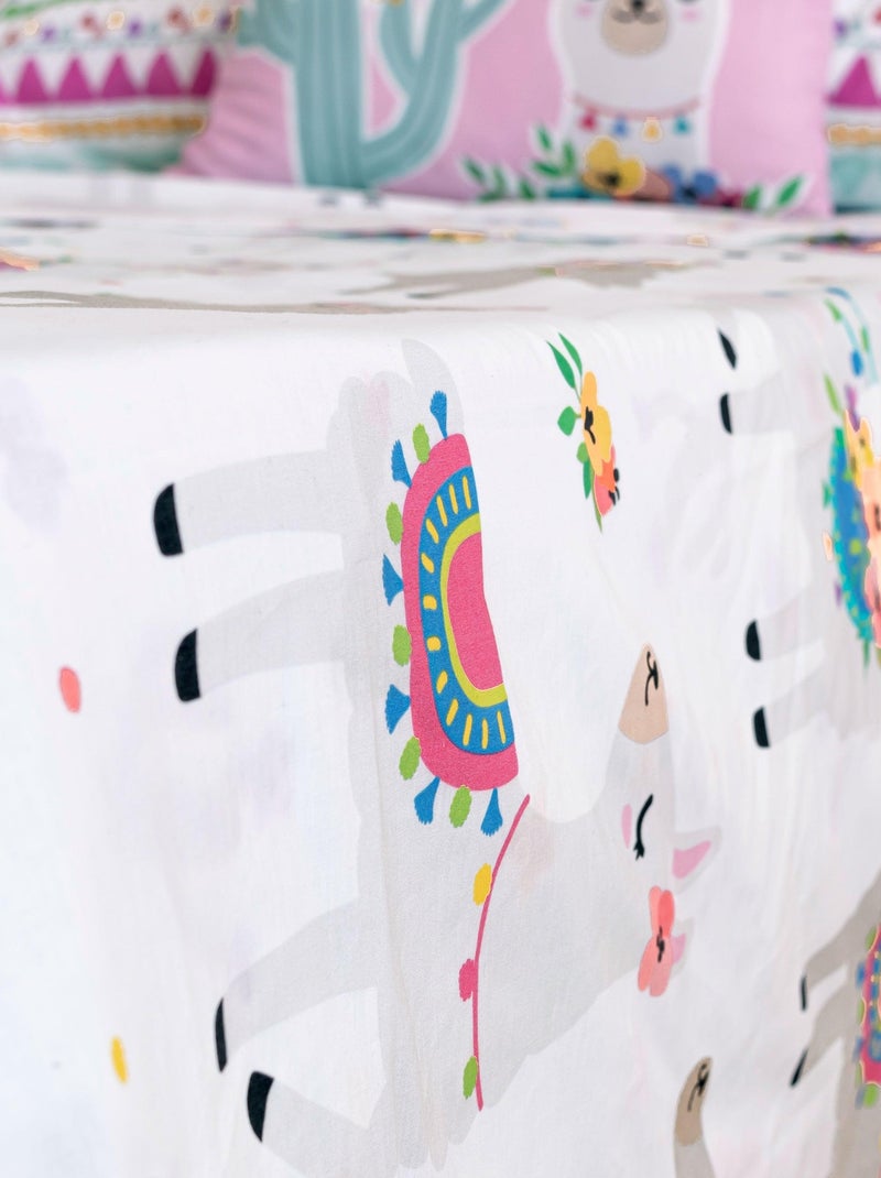 Parure de lit 2 pièces Cute llamas "Happyfriday" Multicolore - Kiabi