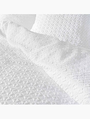 Parure de lit 2 pièces en coton réversible gaufré housse + taie