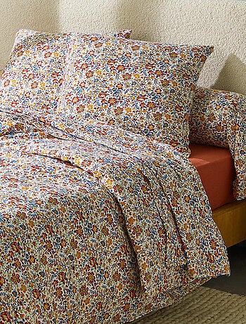 Parure de lit 2 pièces flanelle de coton floral housse + taie