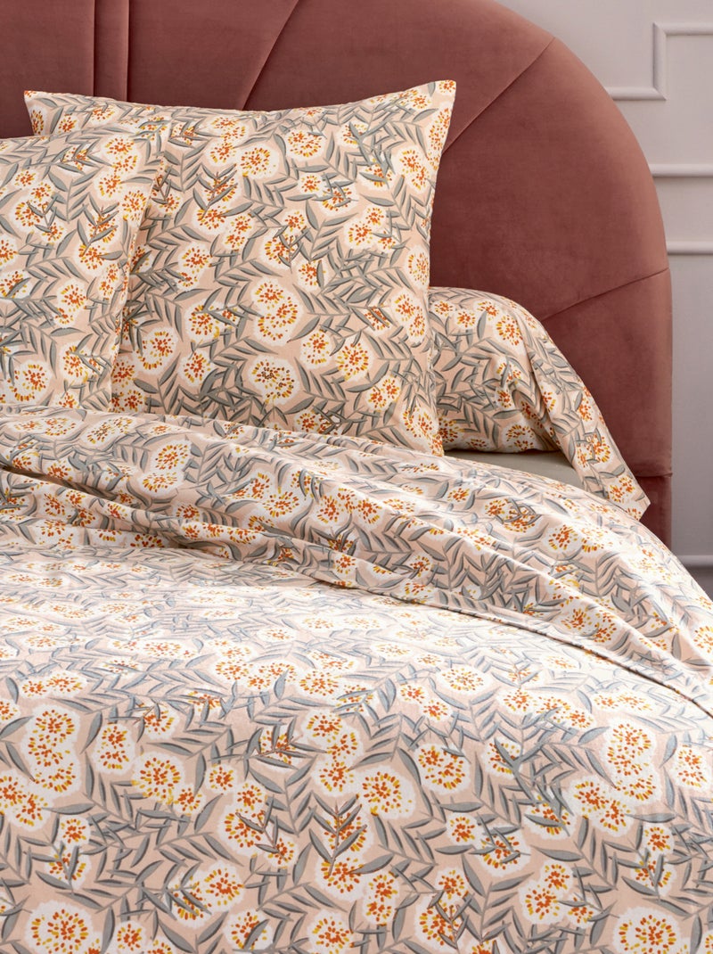 Parure de lit 2 pièces flanelle feuillage housse + taie Gris - Kiabi