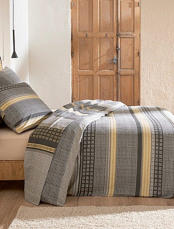 Parure de lit 2 pièces flanelle géométrique housse + taie