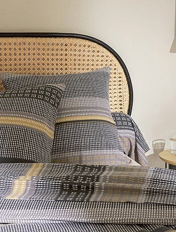 Parure de lit 2 pièces flanelle géométrique housse + taie