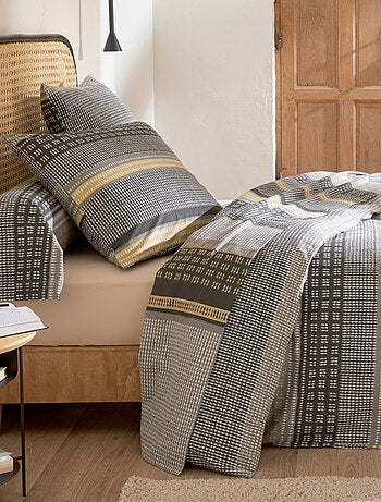 Parure de lit 2 pièces flanelle géométrique housse + taie