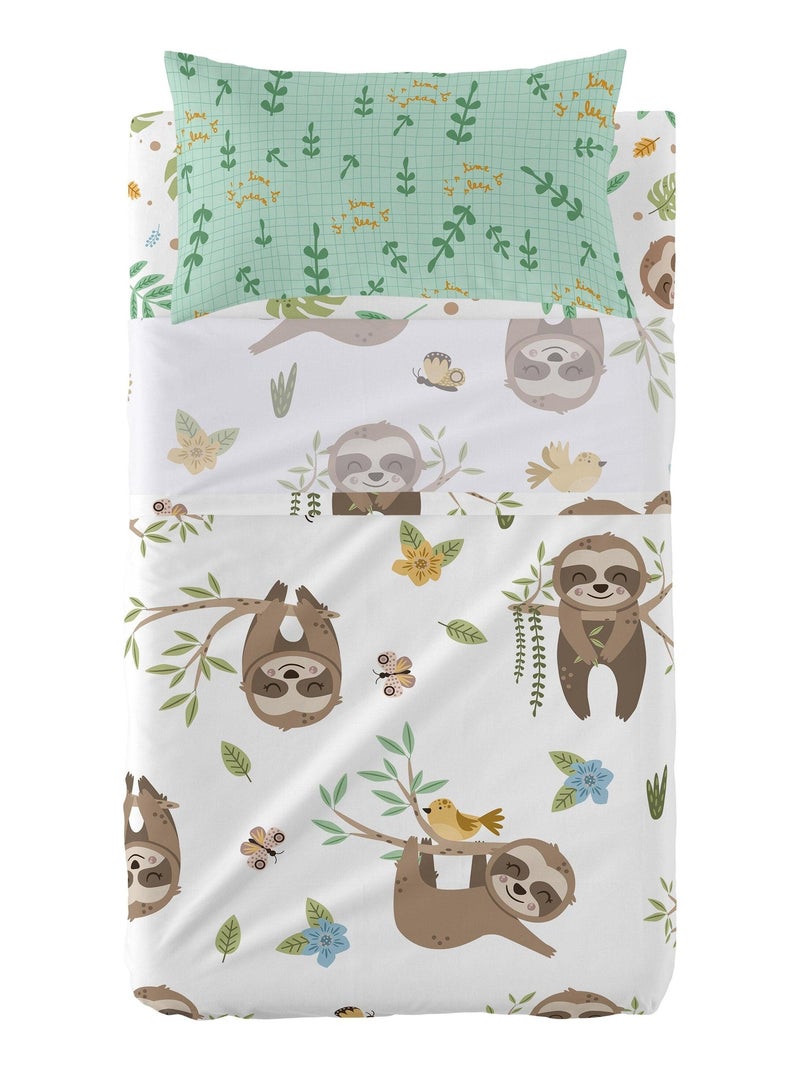Parure de lit 2 pièces Happy sloth Berceau "Happyfriday" Blanc - Kiabi