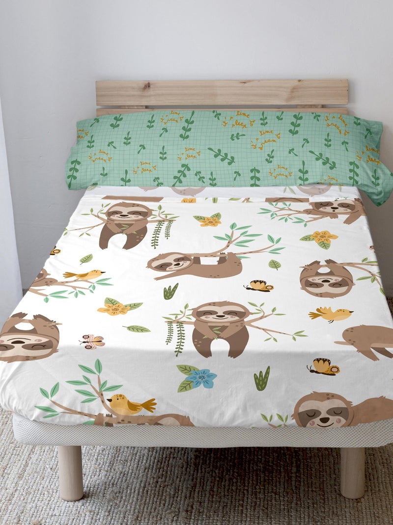 Parure de lit 2 pièces Happy sloth "Happyfriday" Blanc - Kiabi