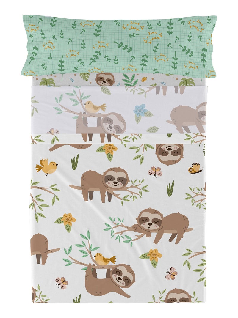 Parure de lit 2 pièces Happy sloth "Happyfriday" Blanc - Kiabi