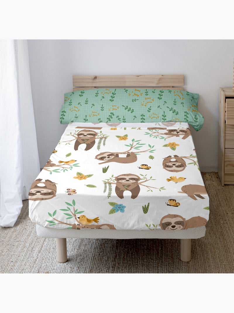 Parure de lit 2 pièces Happy sloth "Happyfriday" Multicolore - Kiabi