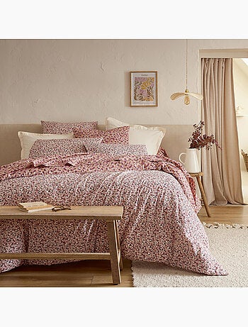 Parure de lit 2 pièces housse + taie 100% coton floral