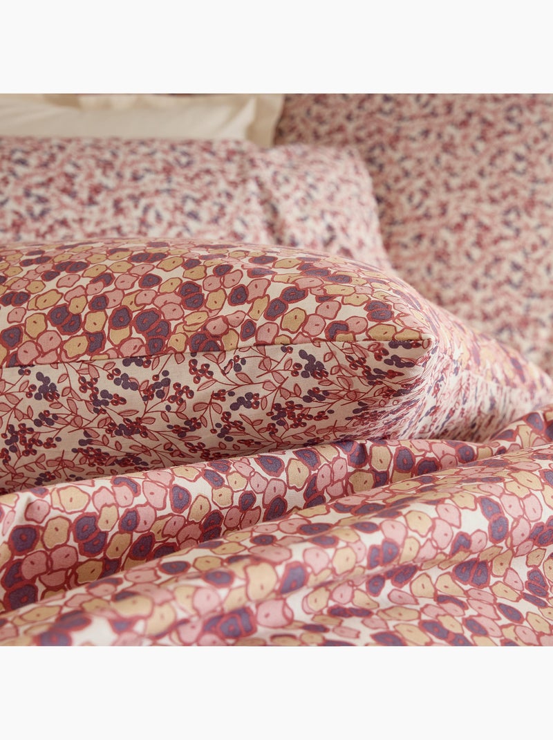 Parure de lit 2 pièces housse + taie 100% coton  floral Violet prune - Kiabi