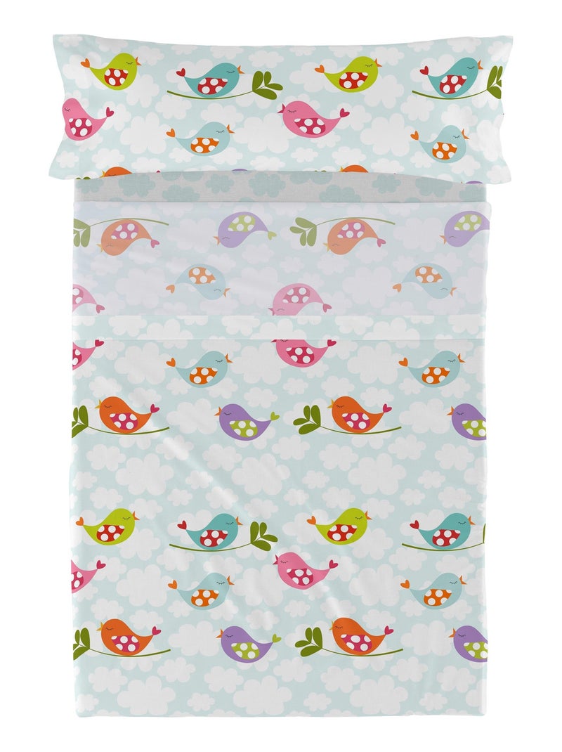 Parure de lit 2 pièces Little birds "Happyfriday" Blanc - Kiabi