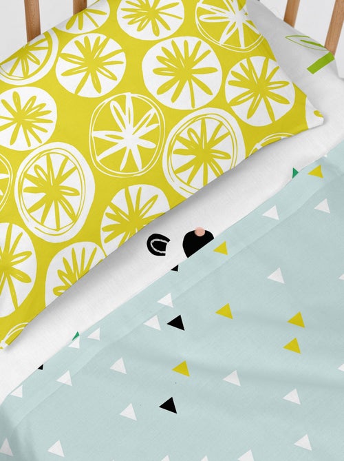 Parure de lit 2 pièces Panda garden blue Berceau "Happyfriday" - Kiabi