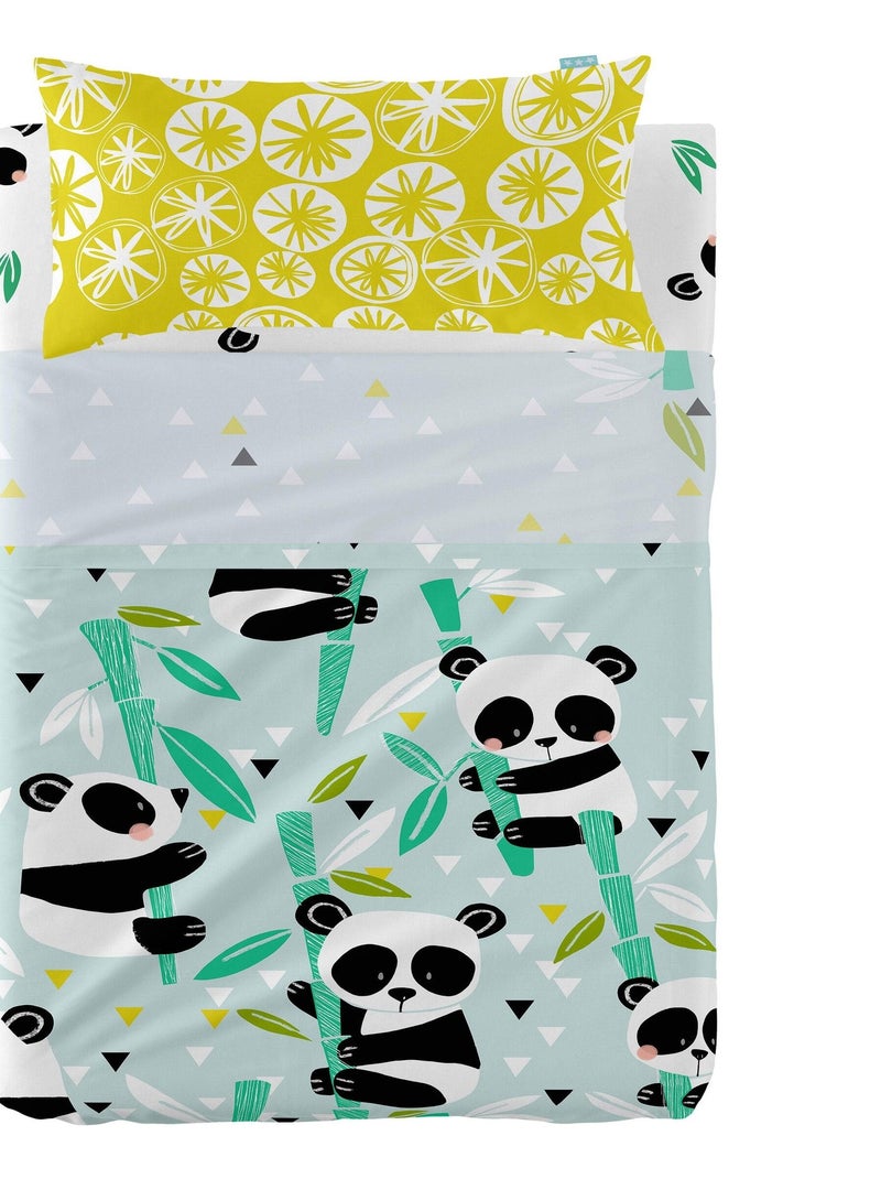 Parure de lit 2 pièces Panda garden blue Berceau "Happyfriday" Bleu - Kiabi