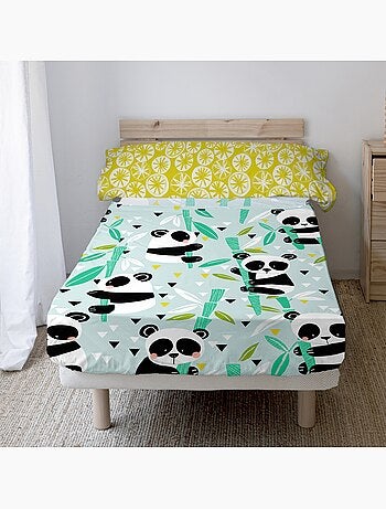 Parure de lit 2 pièces Panda garden blue "Happyfriday