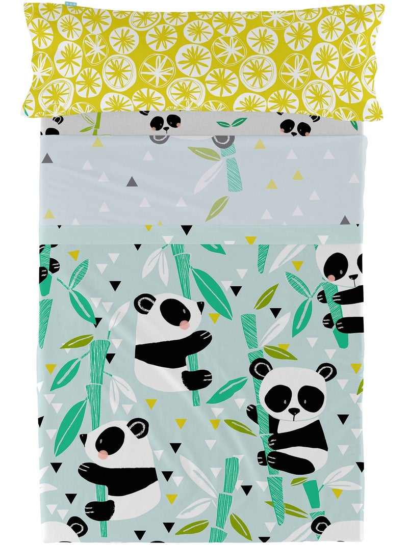 Parure de lit 2 pièces Panda garden blue "Happyfriday" Bleu - Kiabi