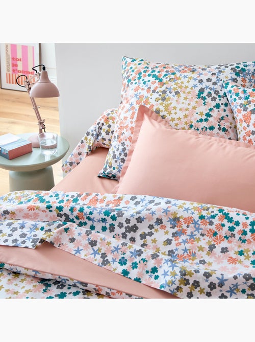 Parure de lit 2 pièces percale de coton 80 fils floral housse + taie - Kiabi
