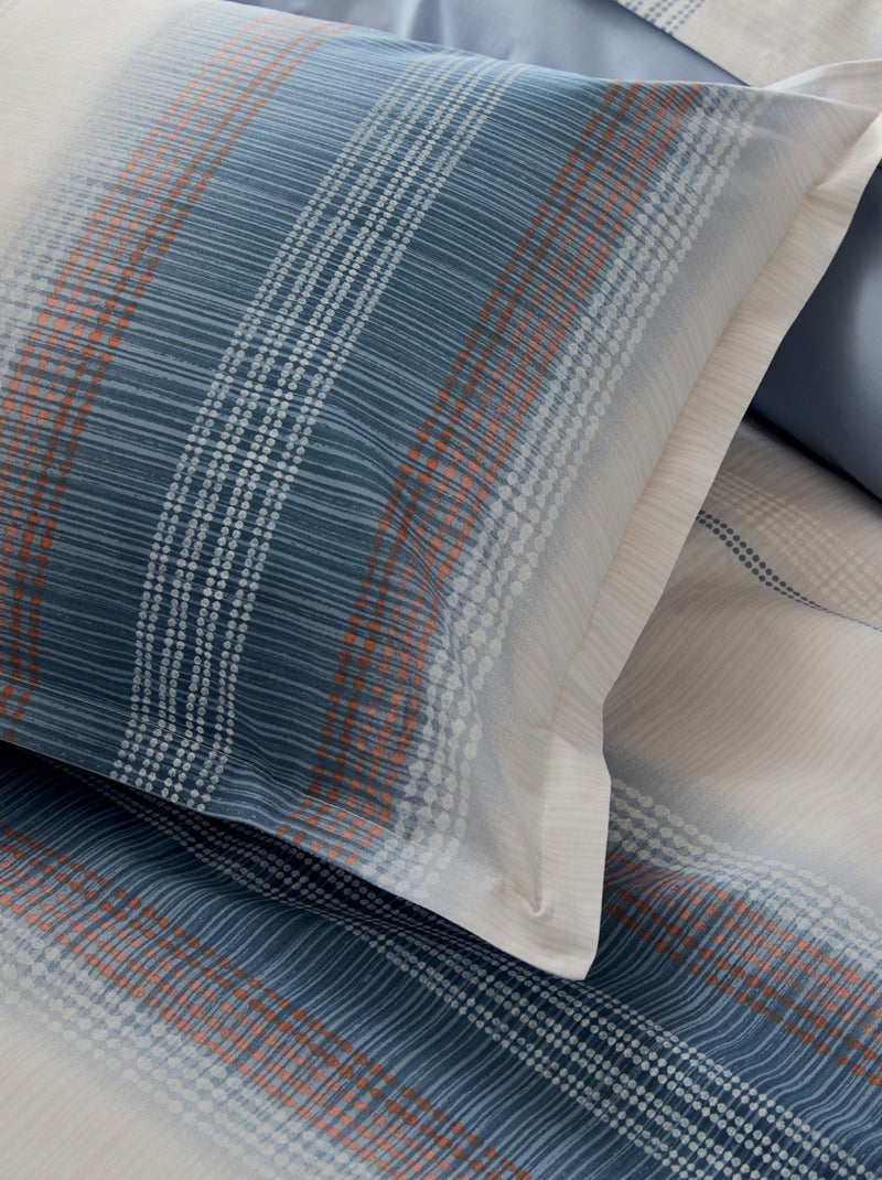 Parure de lit 2 pièces percale de coton dégradé rayé drap + taie Bleu - Kiabi