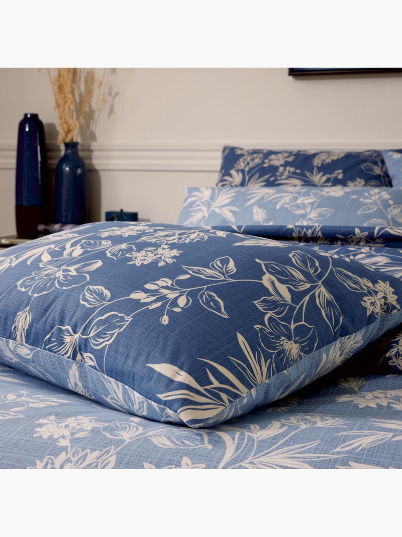 Parure de lit 2 pièces percale de coton végétal housse de couette + taie Bleu - Kiabi