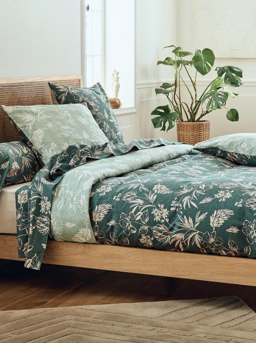 Parure de lit 2 pièces percale de coton végétal housse de couette + taie - Kiabi Parure de lit 2 pièces percale de coton végétal housse de couette + taie - Kiabi