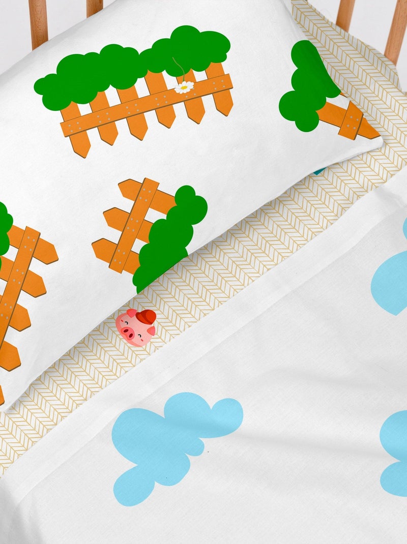 Parure de lit 2 pièces Piggys Lit Bébé "Happyfriday" Blanc - Kiabi