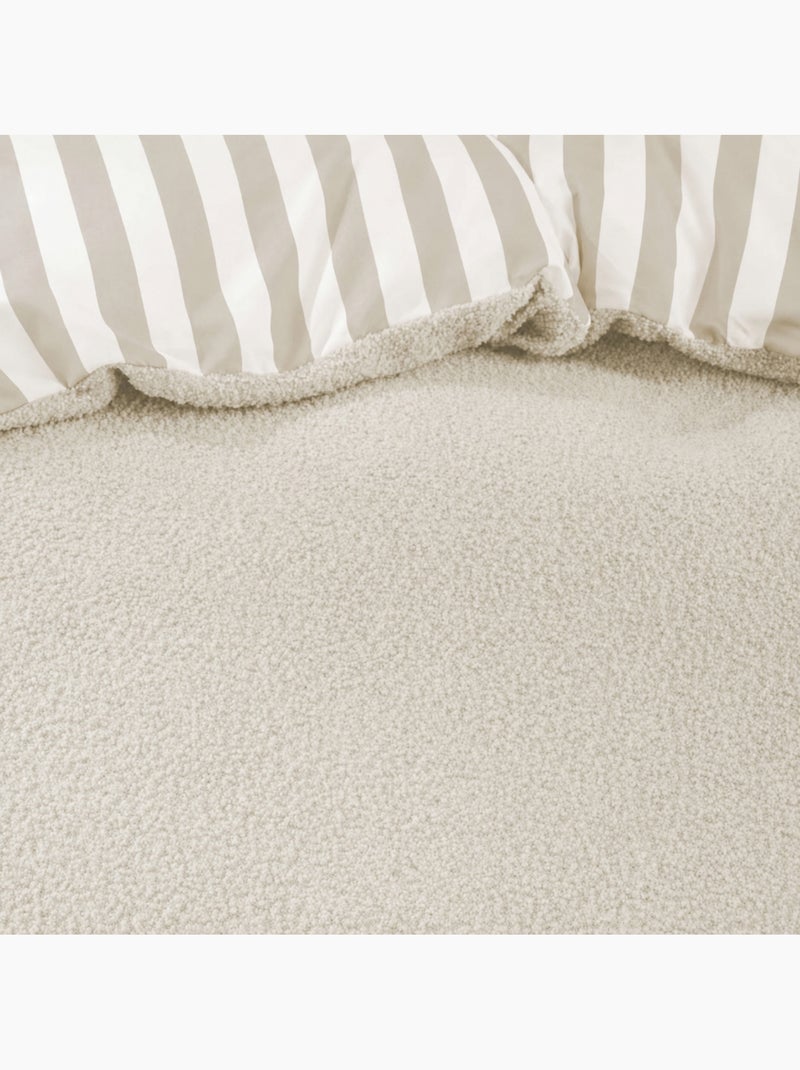 Parure de lit 2 pièces pilou revers carreaux housse + taie Beige grès - Kiabi