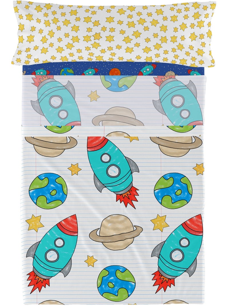 Parure de lit 2 pièces Space rocket "Happyfriday" Multicolore - Kiabi