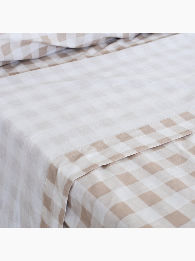 Parure de lit 2 pièces Vichy "Happyfriday" Beige - Kiabi