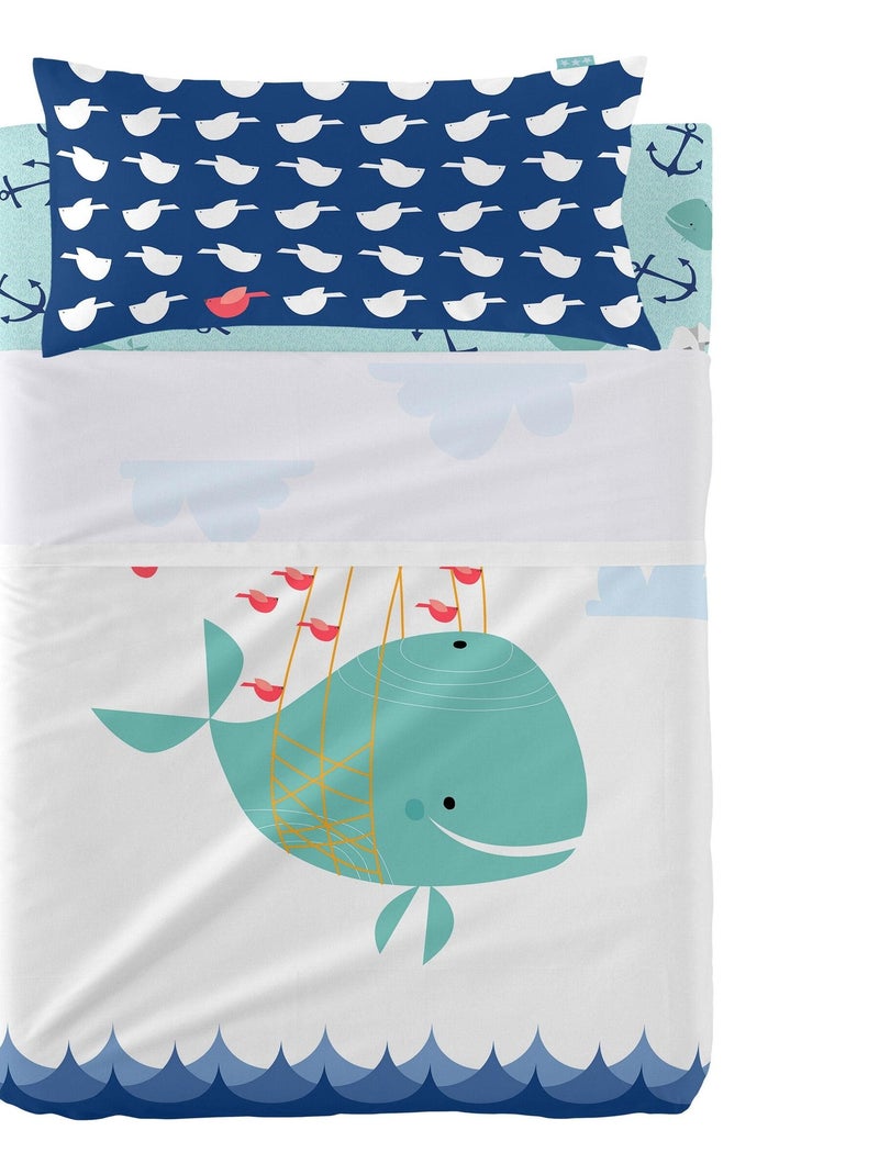 Parure de lit 2 pièces Whale Lit Bébé "Happyfriday" Multicolore - Kiabi