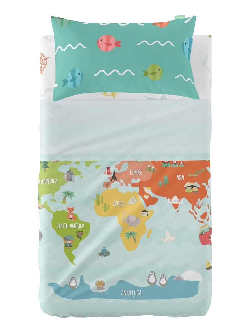 Parure De Lit Berceau 3 Pièces Mimosa City - 100% Coton 200 Fils - 60x120 Cm - Multicolore - 2