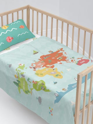 Parure de lit 2 pièces World map Lit Bébé "Happyfriday"