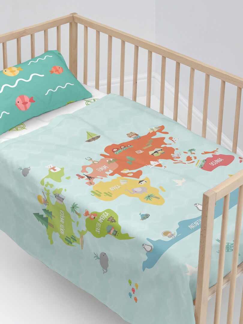 Parure de lit 2 pièces World map Lit Bébé "Happyfriday" Multicolore - Kiabi
