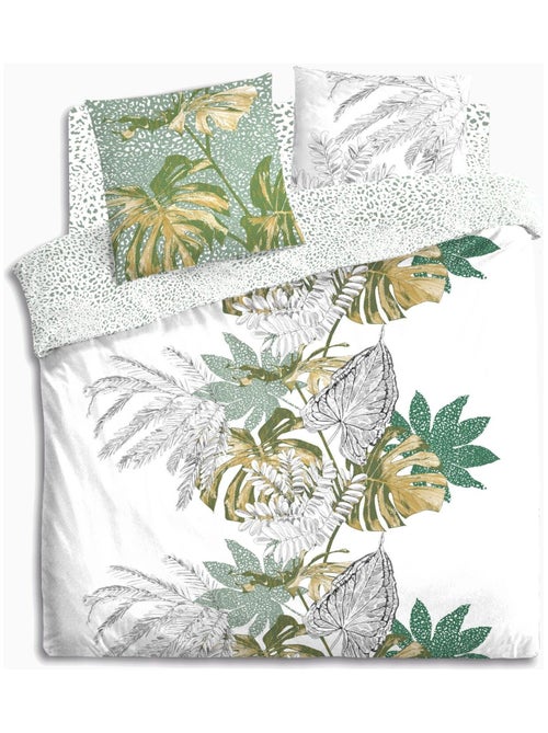 Parure de lit 2 places 100% coton à motifs MONSTERA - Kiabi