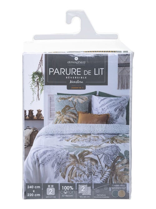 Parure de lit 2 places 100% coton à motifs MONSTERA - Kiabi