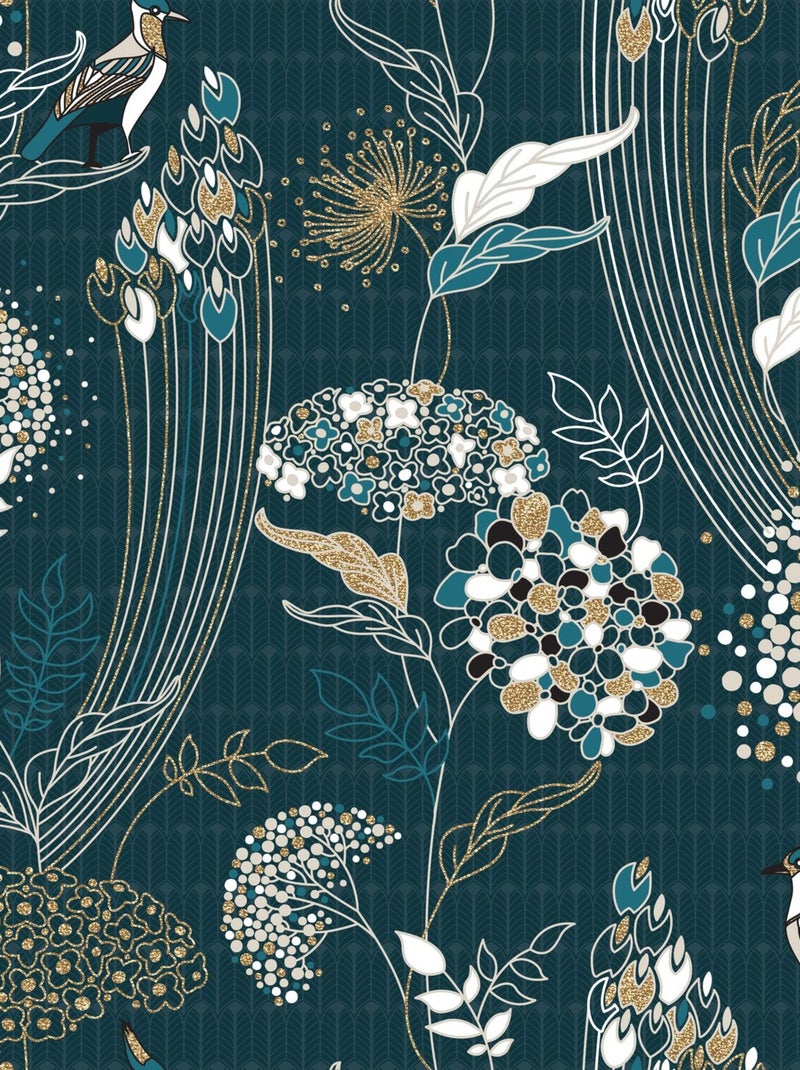 Parure de lit 2 places 100% coton à motifs PAON Bleu - Kiabi