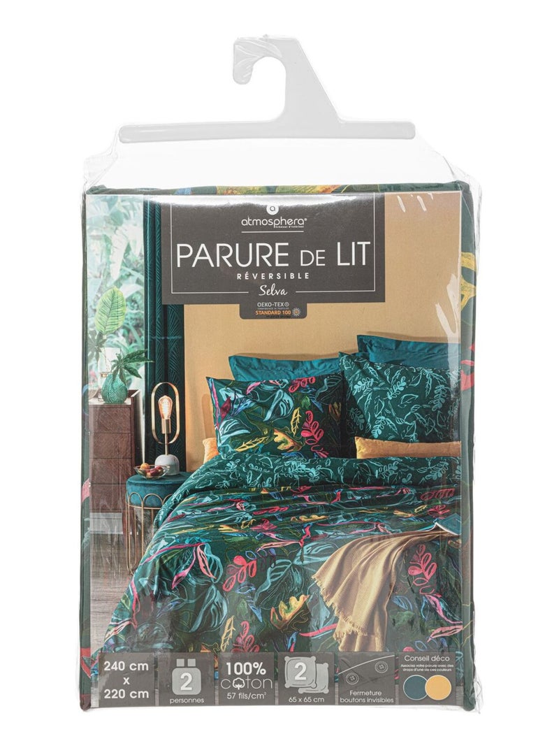 Parure de lit 2 places 100% coton à motifs SELVA Bleu - Kiabi