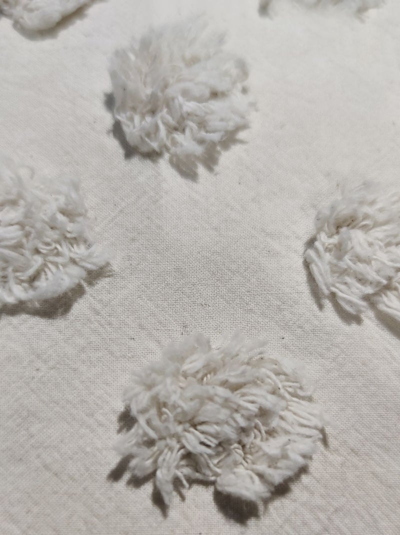 Parure de lit 2 places 100% coton lavé et tufté grande taille Ivoire - Kiabi