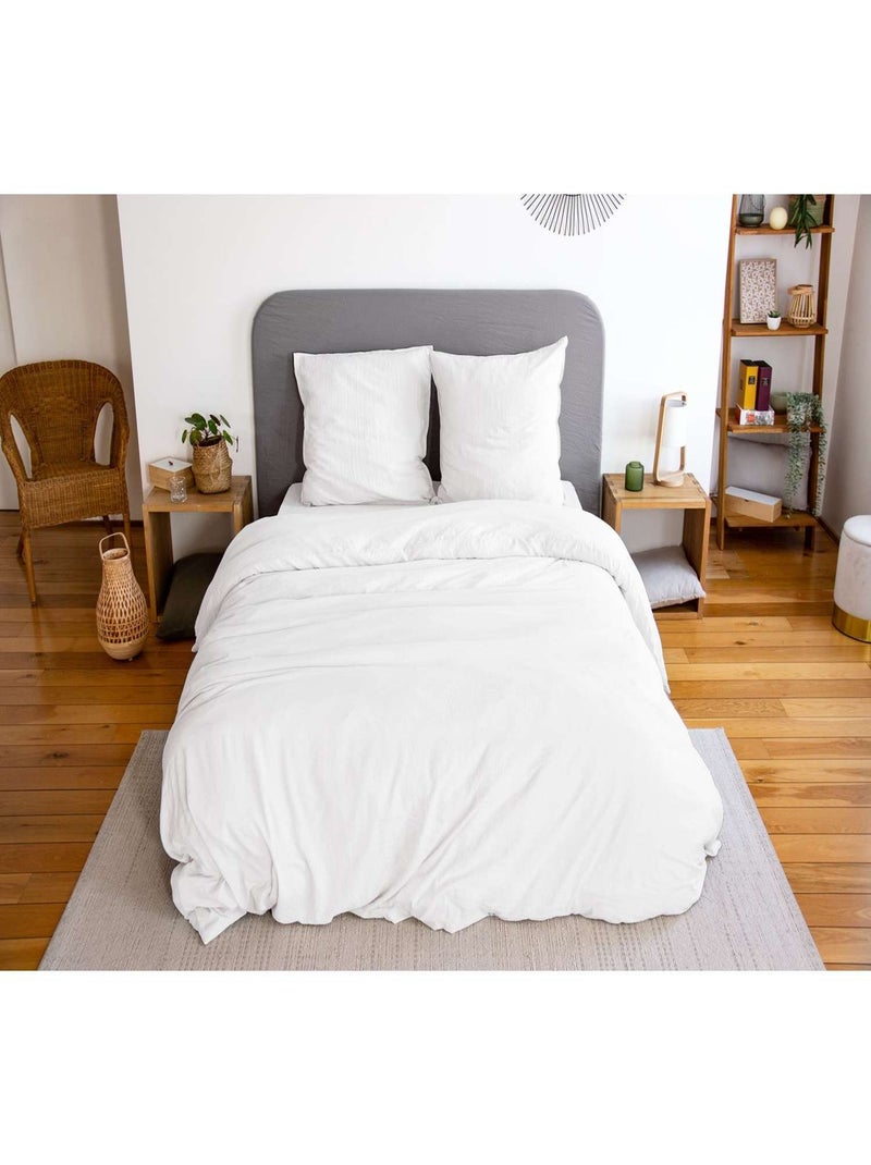 Parure de lit 2 places 100% microfibre lavée grande taille Blanc - Kiabi