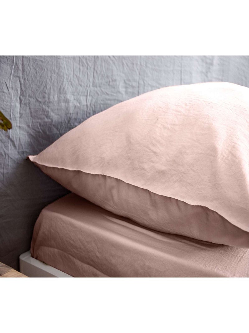 Parure de lit 2 places 100% microfibre lavée Rose - Kiabi