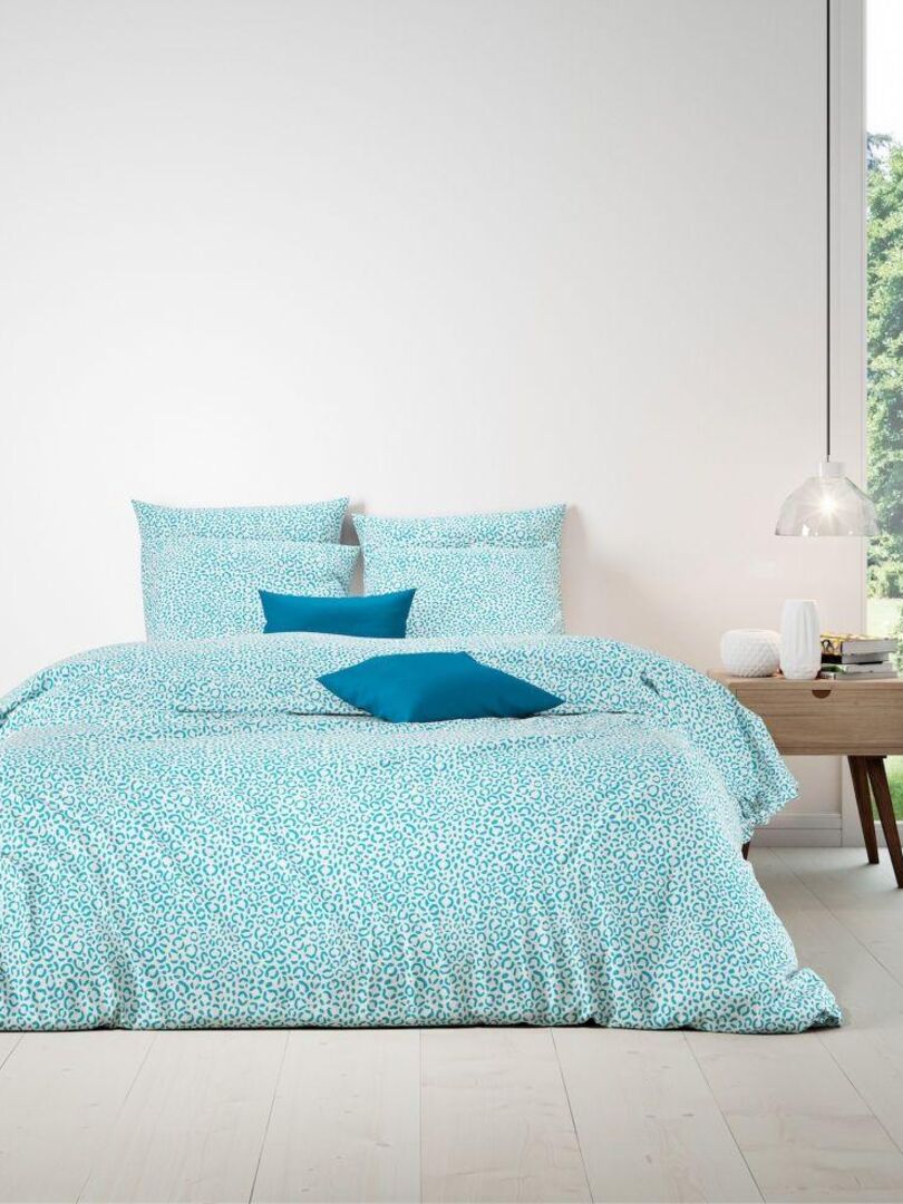 Parure de lit 2 places coton à motifs 220x240 cm - Bleu - Kiabi - 44.99€
