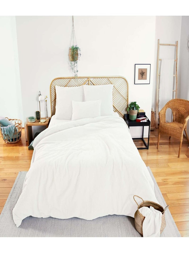 Parure de lit 2 places en double gaze de coton Blanc - Kiabi